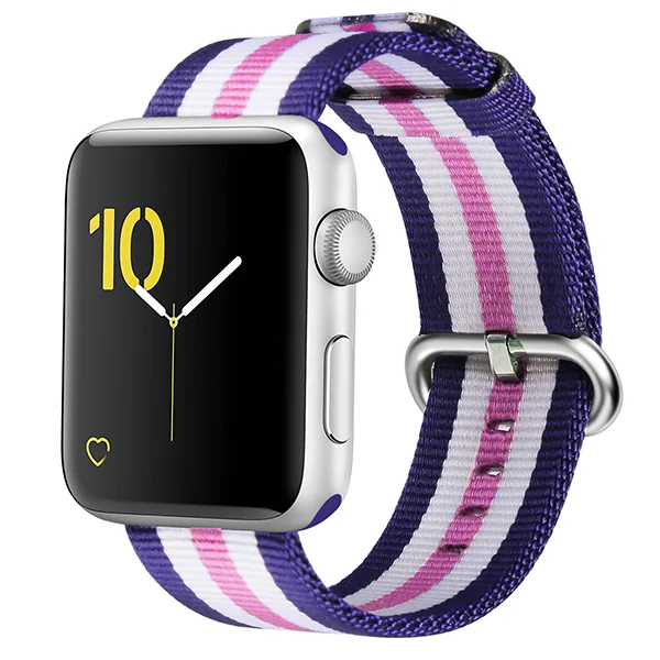 Плетеный нейлоновый ремешок для Apple Watch (38мм / 42 мм, Розовый / белый)
