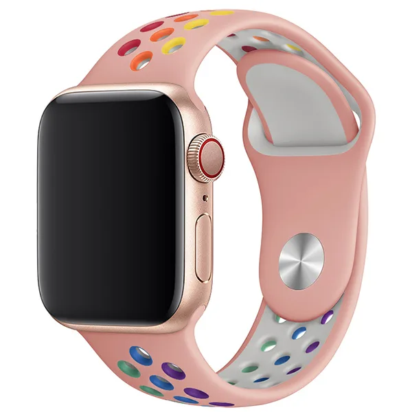 Pride Edition Apple Watch Nike Sport Band مثقب سيليكون حزام ألوان جديدة - صورة 7