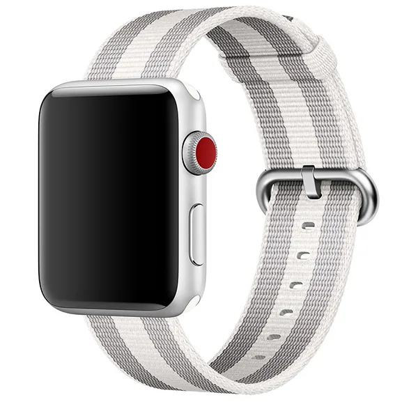 Apple Watch Woven Nylon Band (38mm/42mm, White Stripe)