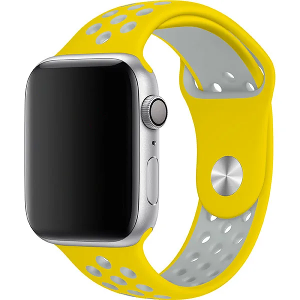 Apple Watch Sport Band Perforated Silicone Strap (40mm/44mm, Yellow/Gray)