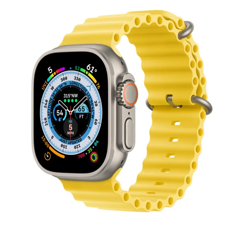 49mm Yellow Ocean Band Apple Watch Ocean Band Silicone Replacement Strap 45mm