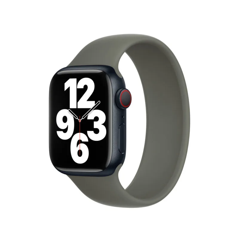 Apple Watch 41mm Olive Solo Loop Band 45mm Olive Stretchable Liquid Silicone Strap