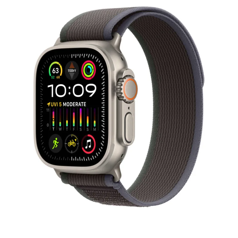 49mm Blauw/zwarte Trail Loop-band Apple Watch Trail Loop-vervangingsband 45 mm