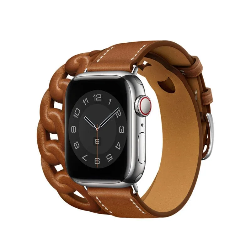 Apple Watch Band 41mm Fauve Gourmette Double Tour Leather Strap 45mm