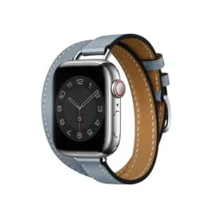 Apple Watch ストラップ 41mm ブルー リン アトラージュ ダブル ツアー レザーバンド 45mm