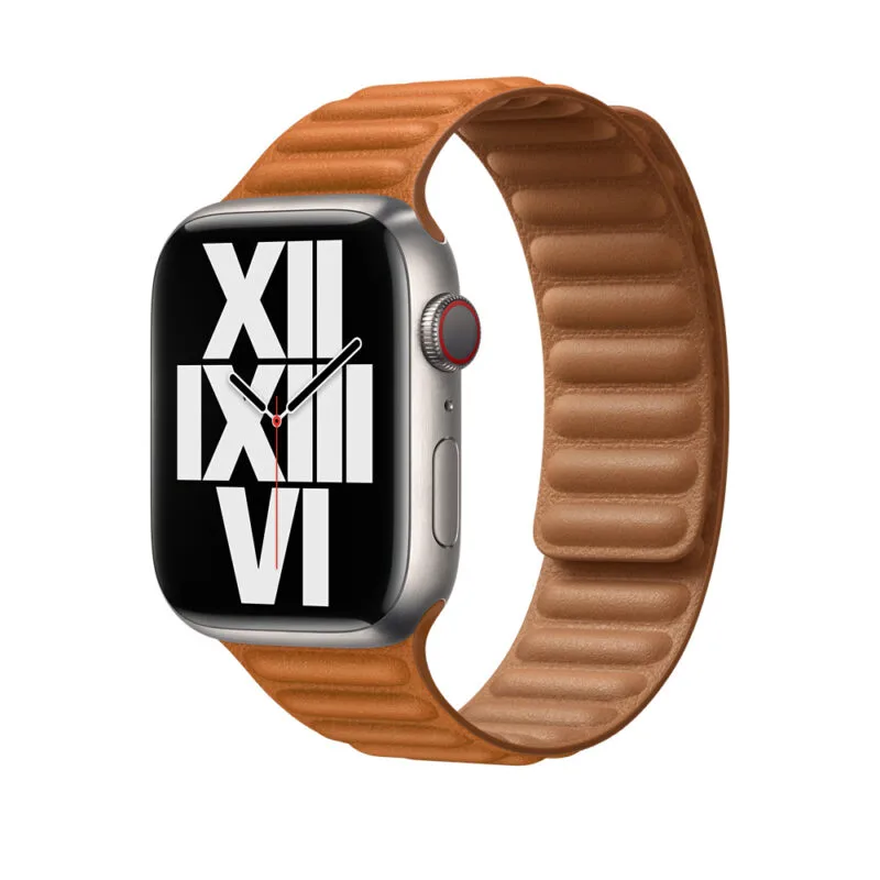 Apple Watch Strap 41mm Golden Brown Leather Link Band 45mm