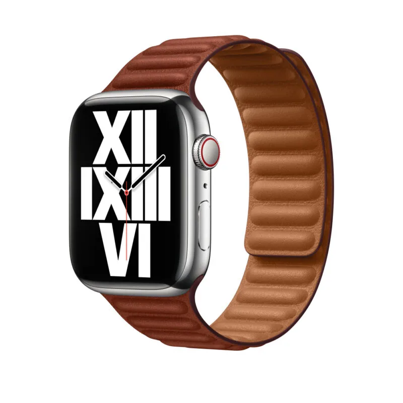 Apple Watch ストラップ 41mm アンバー レザー リンク バンド 45mm