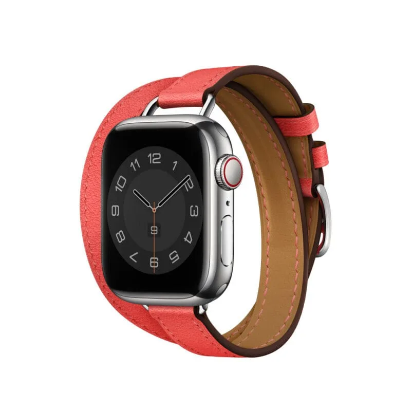 Apple Watch Band 41mm Rose Texas Attelage Double Tour Leather Strap 45mm