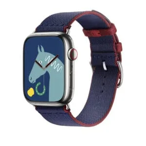 Bracelet Apple Watch 41 mm Marine/Rouge H Twill Jump Single Tour Nylon Band 45 mm