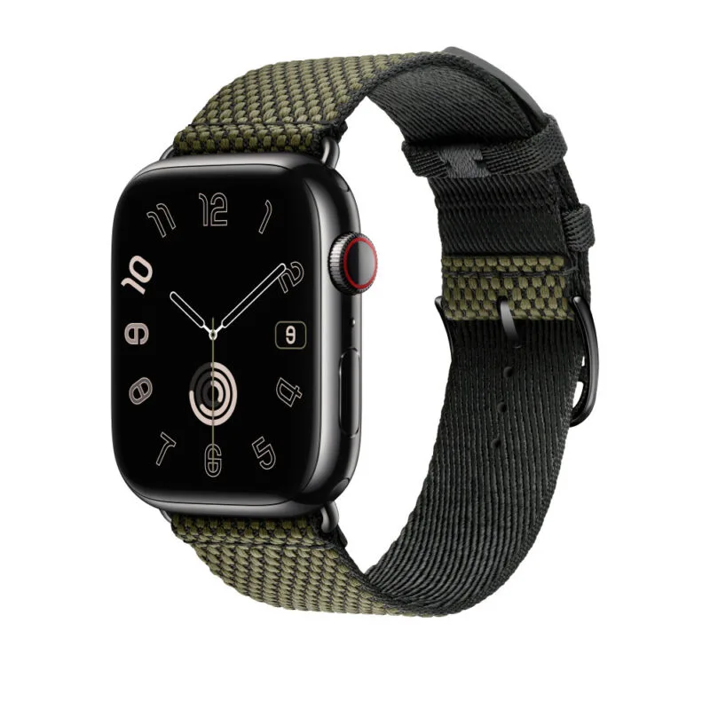 Apple Watch Strap 41mm Toile Noir Vert H Single Tour Nylon Band 45mm