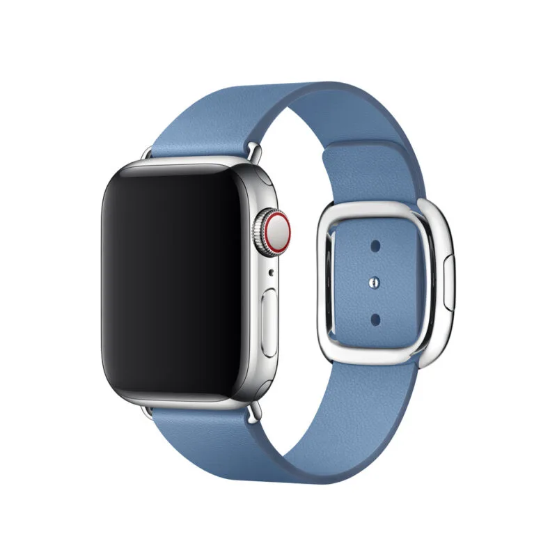 Cinturino Apple Watch da 41 mm con fibbia moderna fiordaliso cinturino in pelle da 45 mm