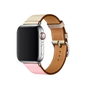 Apple Watch Strap 41mm Rose Sakura/Craie/Argileシングルツアーレザーバンド45mm