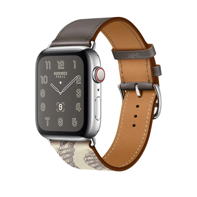 Apple Watch Armband 41 mm Zinn/Beton Single Tour Lederband 45 mm