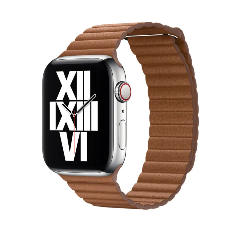 Apple Watch Strap 41mm Saddle Brown Leather Loop Band 45mm