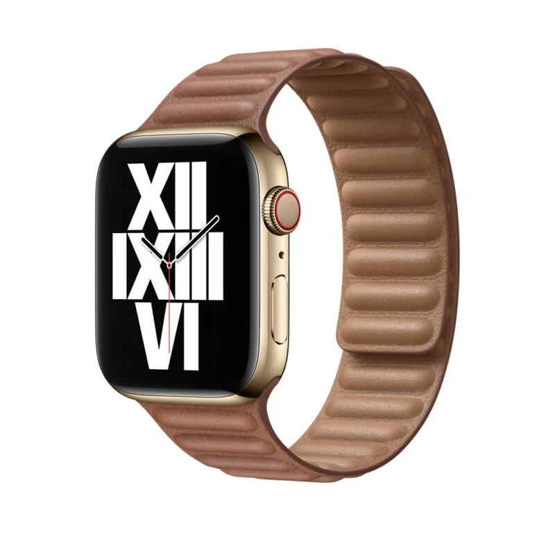 Apple Watch Strap 41mm Saddle Brown Leather Link Band 45mm