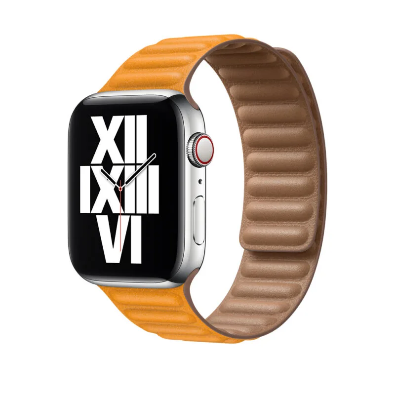 Apple Watch-Armband 41 mm, California Poppy-Leder-Gliederband 45 mm