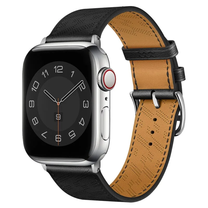 Apple Watch Strap 41mm Black H Diagonal Single Tour Leather Band 45mm