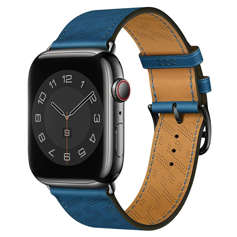 Apple Watch Strap 41mm Blue Jay H Diagonal Single Tour Leather Band 45mm