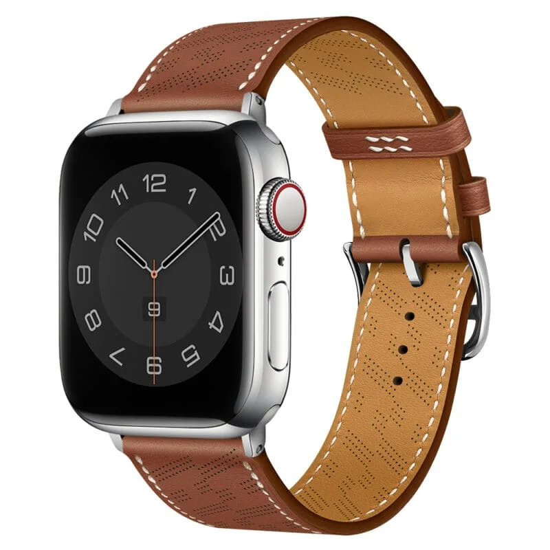 Apple Watch Strap 41mm Fauve H Diagonal Single Tour Leather Band 45mm