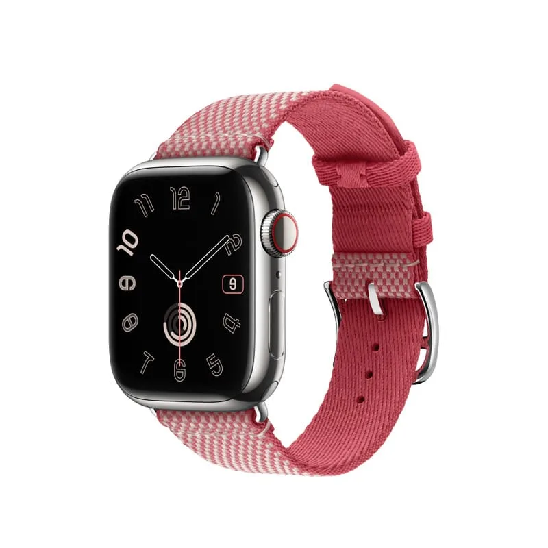 Apple Watch Toile H Single Tour Band 41mm 45mm Framboise/Écru Toile H Single Tour Nylon Strap