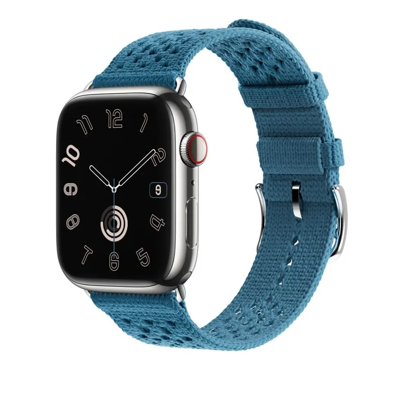 Apple Watch Tricot Single Tour 41 mm / 45mm Blauwe Jean-gebreide nylonband met enkele tour
