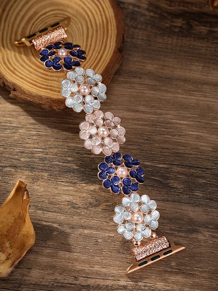 Clover Stitching with Pearls Stainless Steel Band - Imagem 8