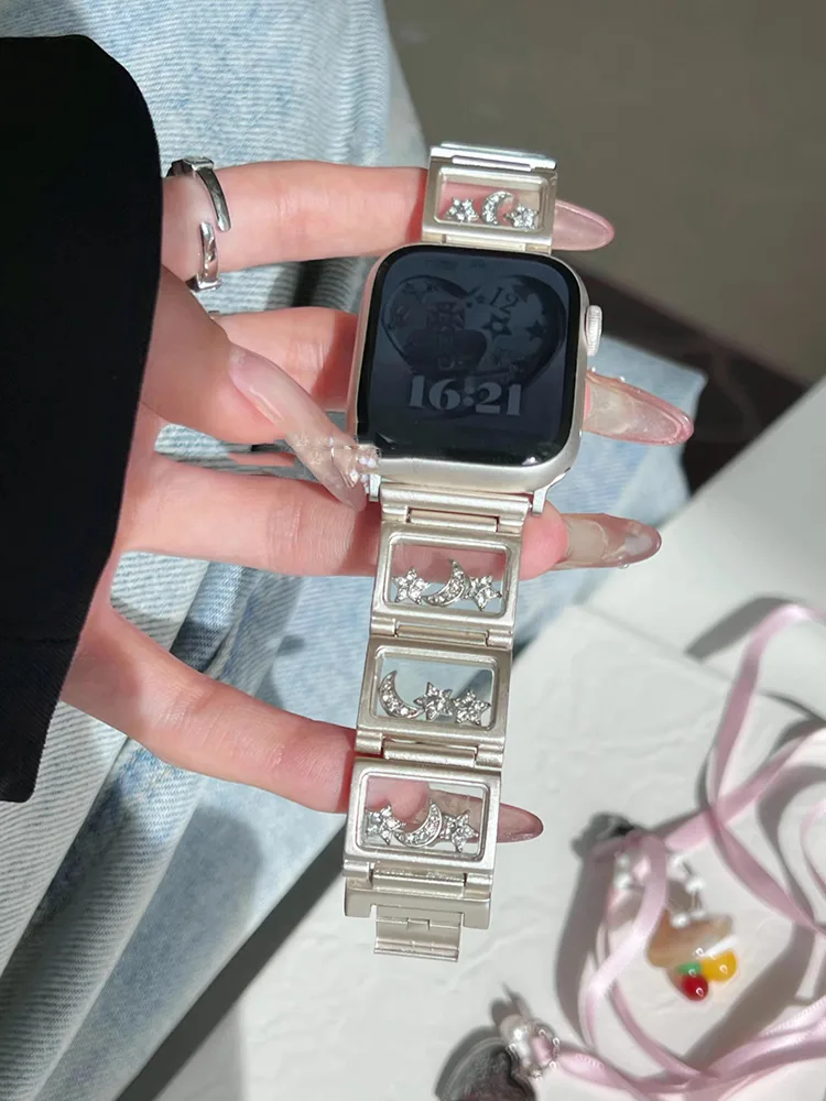 Stars and Moon Transparent Window Stainless Steel Band - Image 3