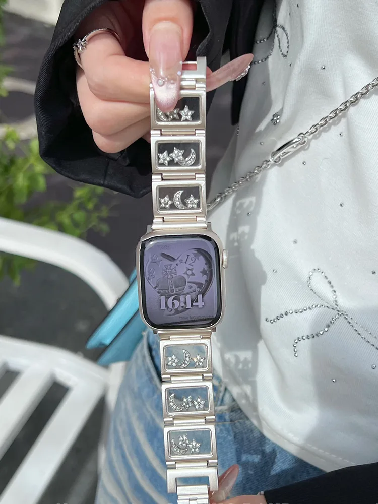 Stars and Moon Transparent Window Stainless Steel Band - Image 2