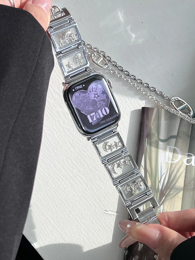 Stars and Moon Transparent Window Stainless Steel Band - Image 5