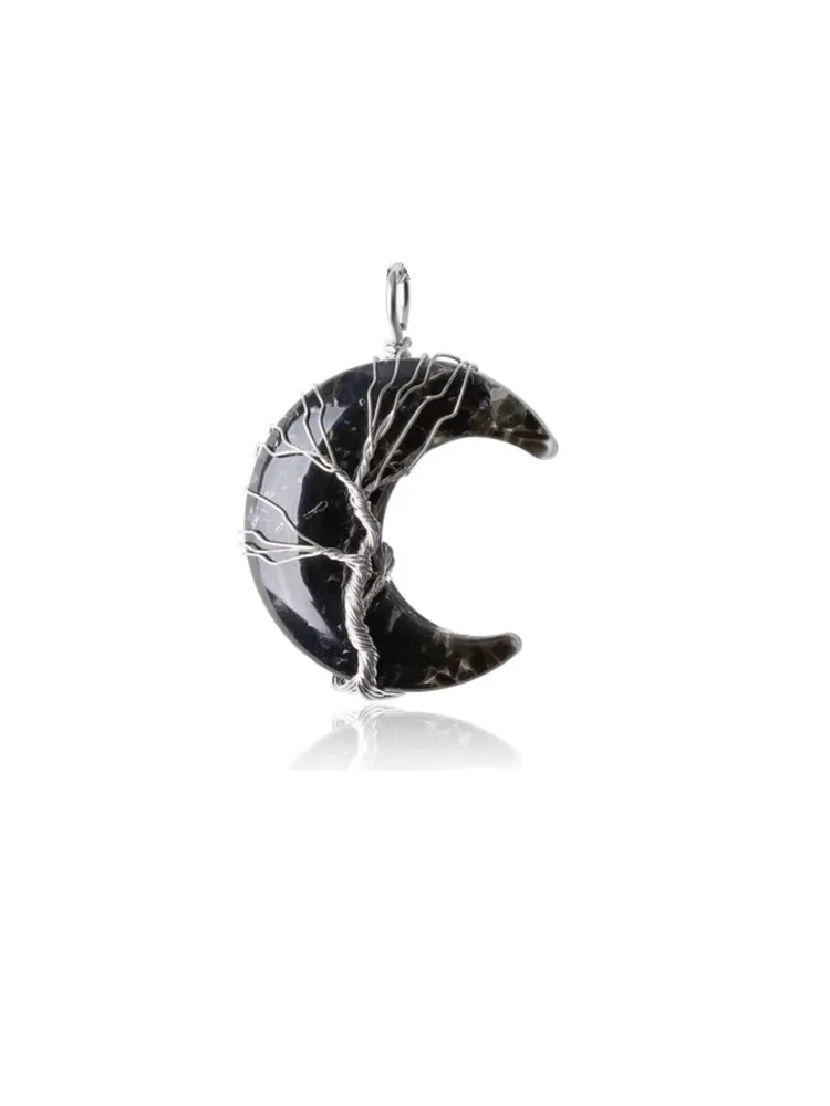 Crystal Moon Pendant Titanium Steel Necklace - Kép 9