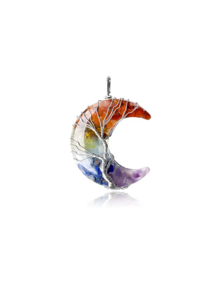 Crystal Moon Pendant Titanium Steel Necklace - Kép 5