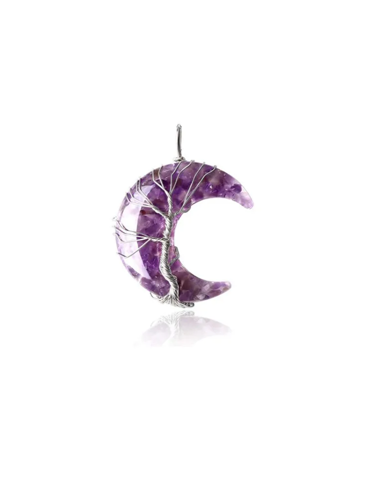 Crystal Moon Pendant Titanium Steel Necklace - Kép 7
