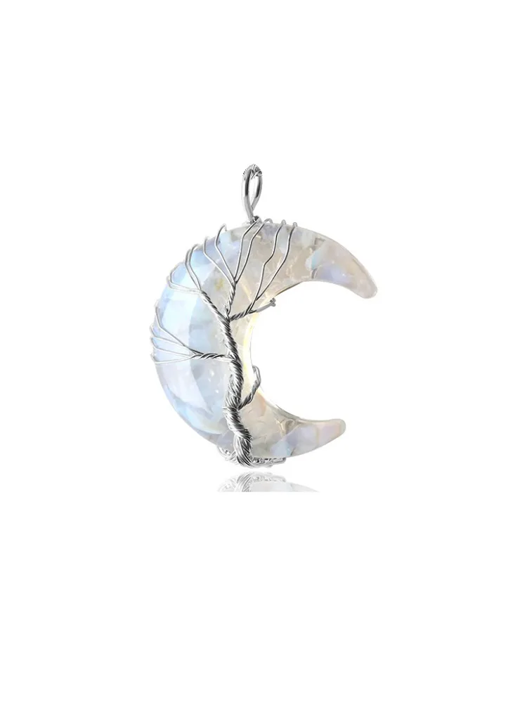 Crystal Moon Pendant Titanium Steel Necklace - Kép 4
