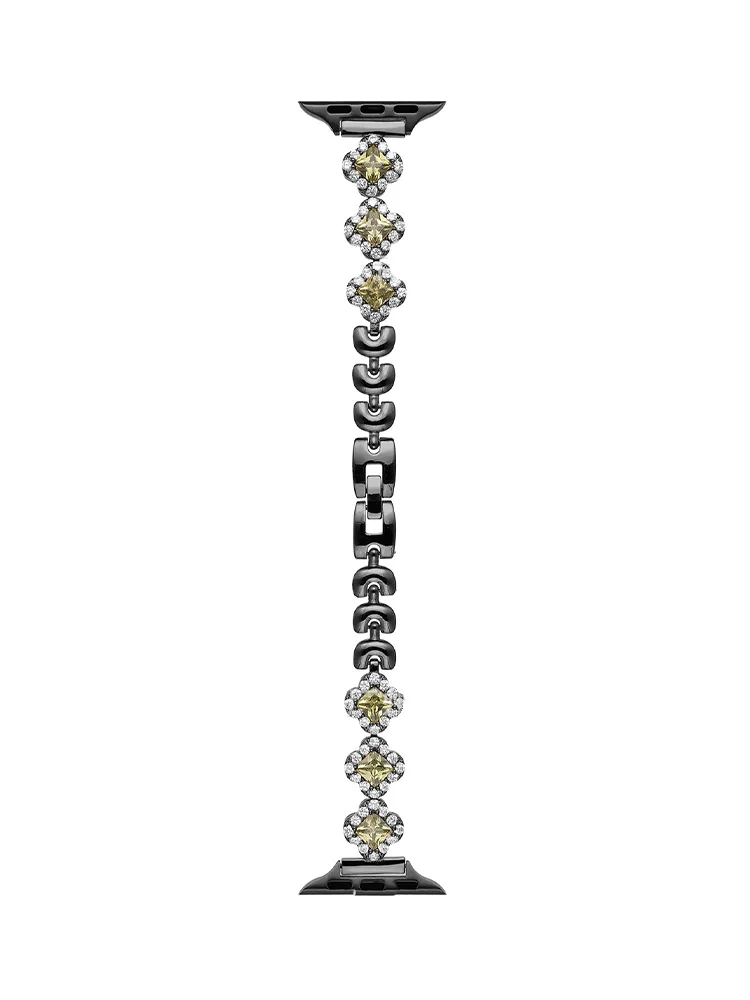 Full Diamond Zircon Four Leaf Clover Stainless Steel Band - Imagine 7
