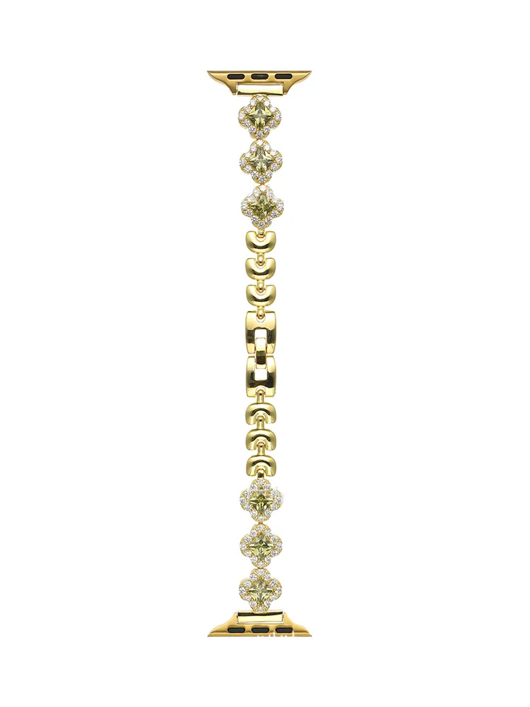 Full Diamond Zircon Four Leaf Clover Stainless Steel Band - Imagine 5