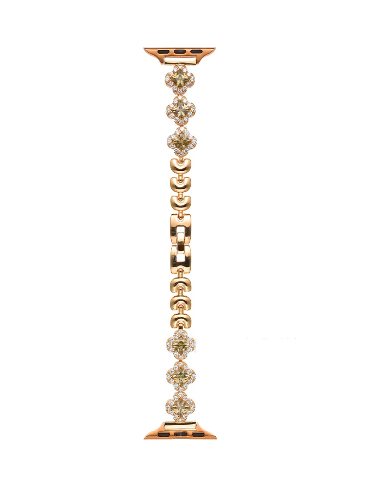 Full Diamond Zircon Four Leaf Clover Stainless Steel Band - Imagine 6