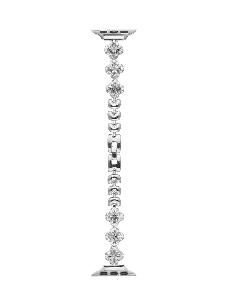 Full Diamond Zircon Four Leaf Clover Stainless Steel Band - Imagine 4