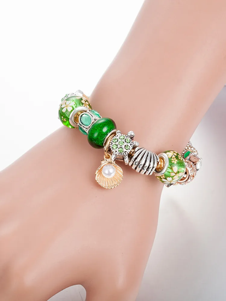 Green Pearl Shell Crystal Beaded Band - Image 2