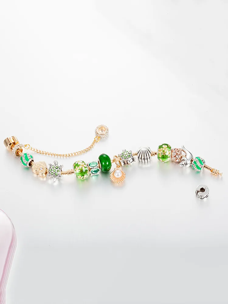 Green Pearl Shell Crystal Beaded Band - Image 3