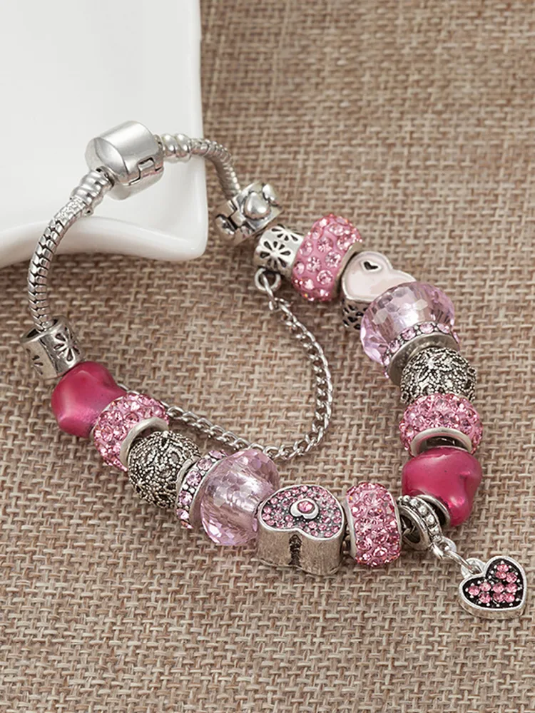 Pink Love Pendant Crystal Beaded Band - Изображение 3