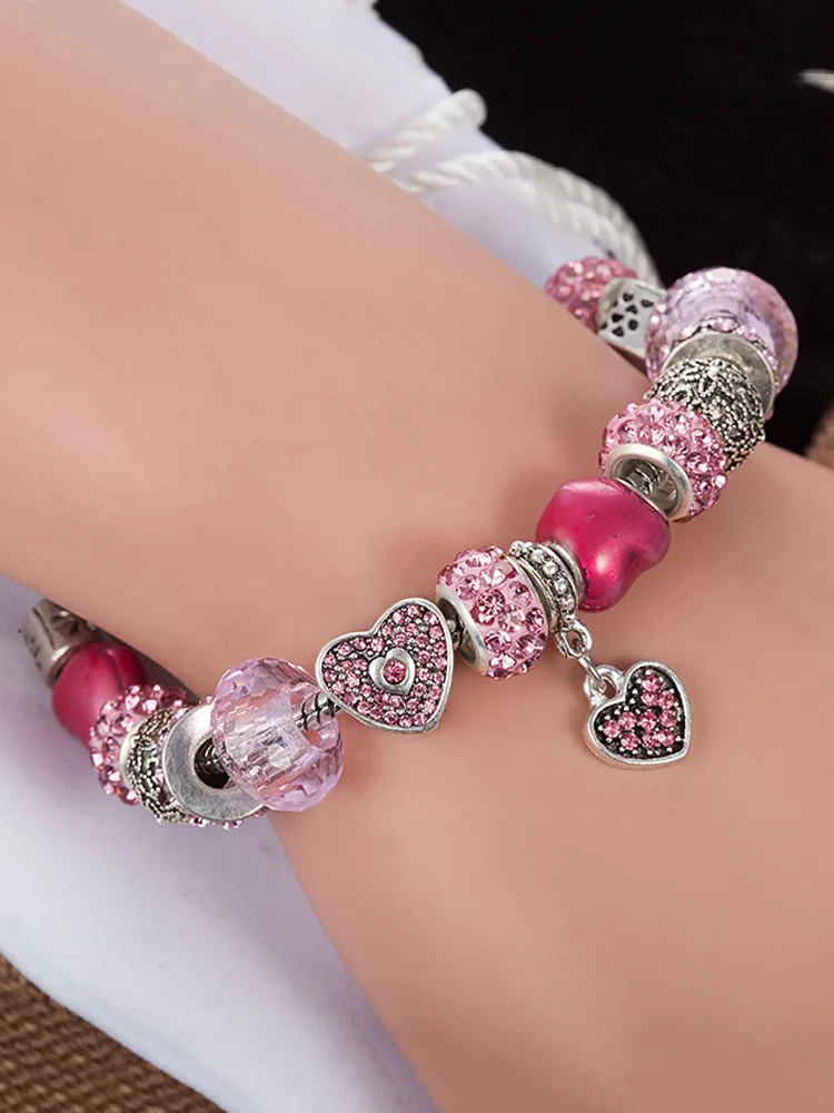Pink Love Pendant Crystal Beaded Band - Изображение 2