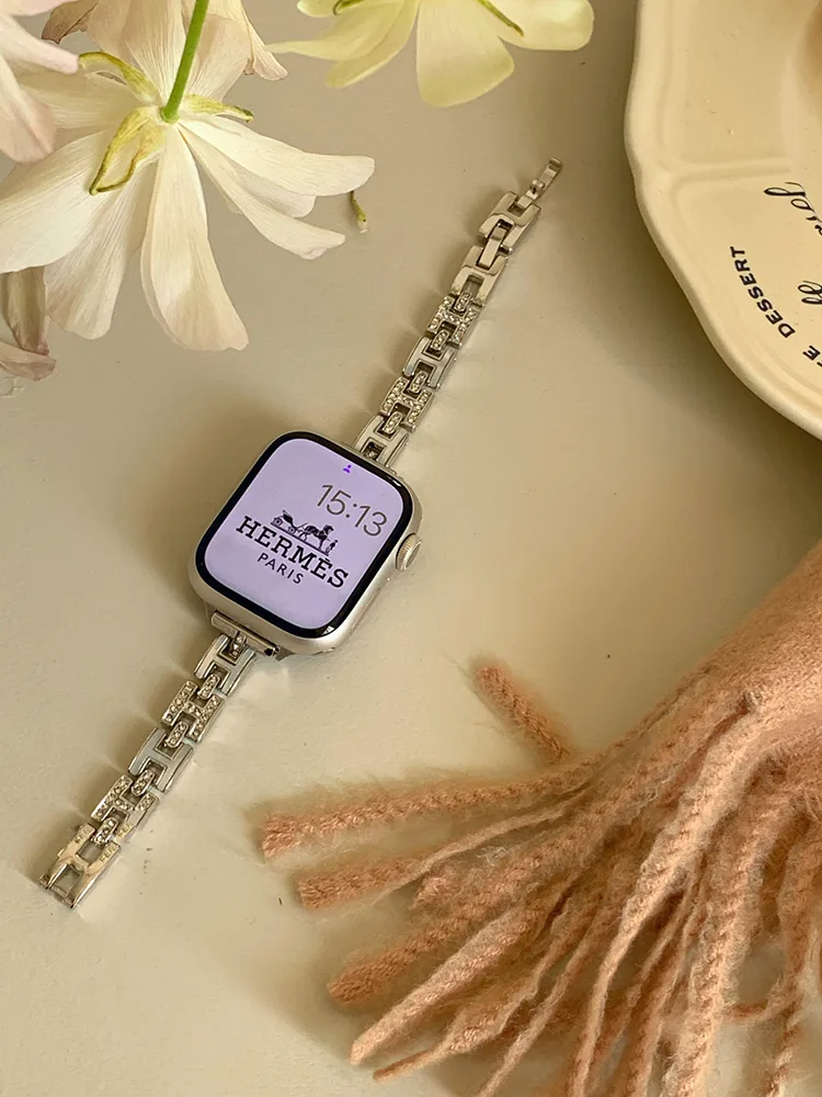 H Letter Rhinestone Stainless Steel Band - Image 3