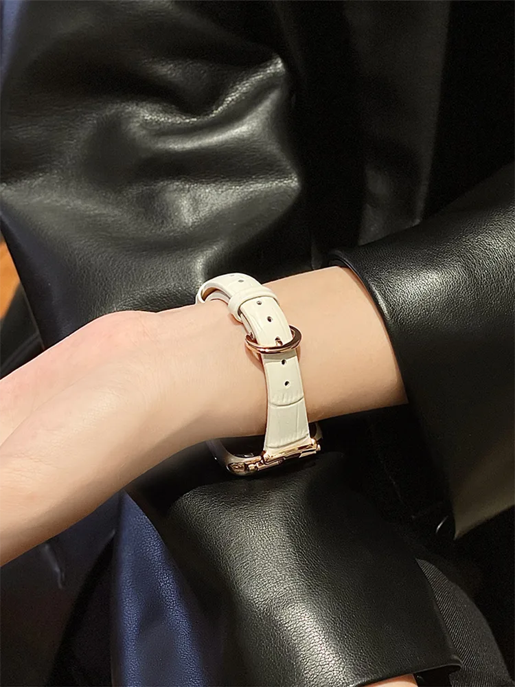 Saturn Buckle Bamboo Pattern Leather Band - Afbeelding 3