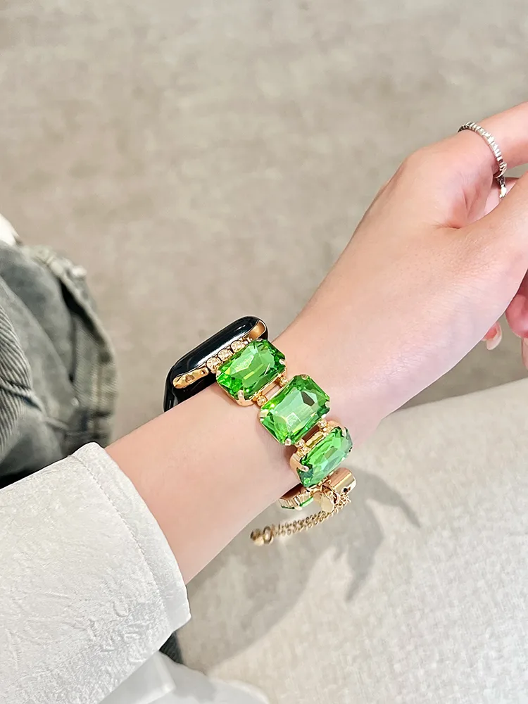 Square Large Zircon Stainless Steel Band