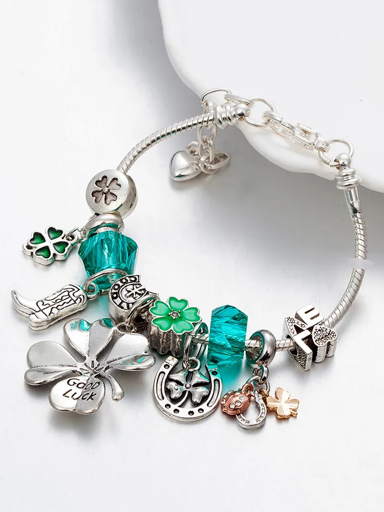 Good Luck Clover Crystal Beaded Band - Image 3